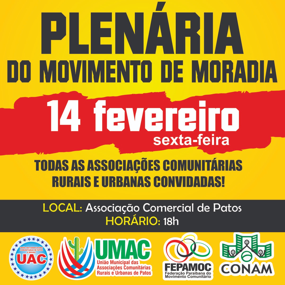 Entidades realizam Plenária do Movimento de Moradia em Patos