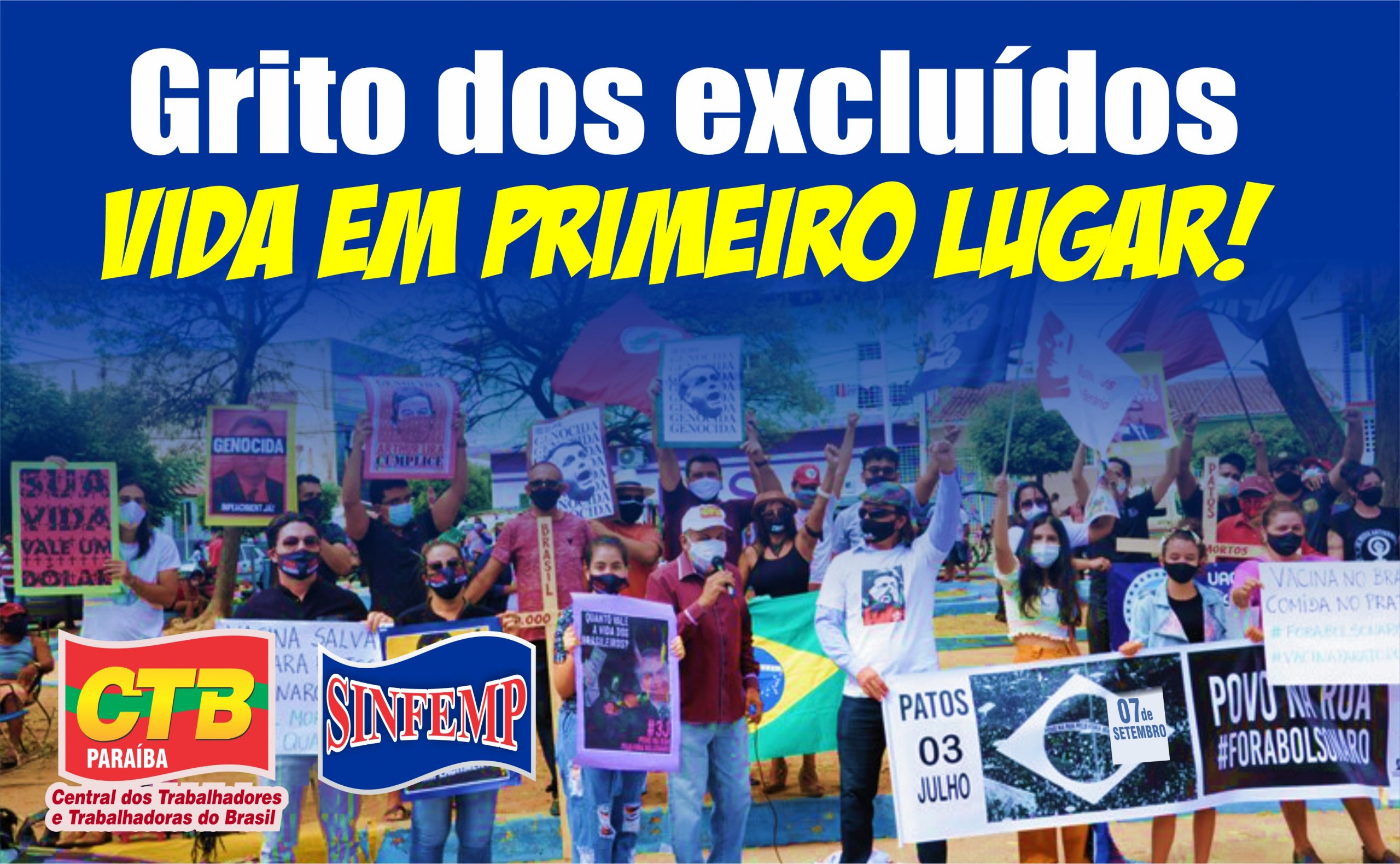 Grito dos Excluídos e Excluídas em Patos irá reunir população em ato por democracia, comida e trabalho